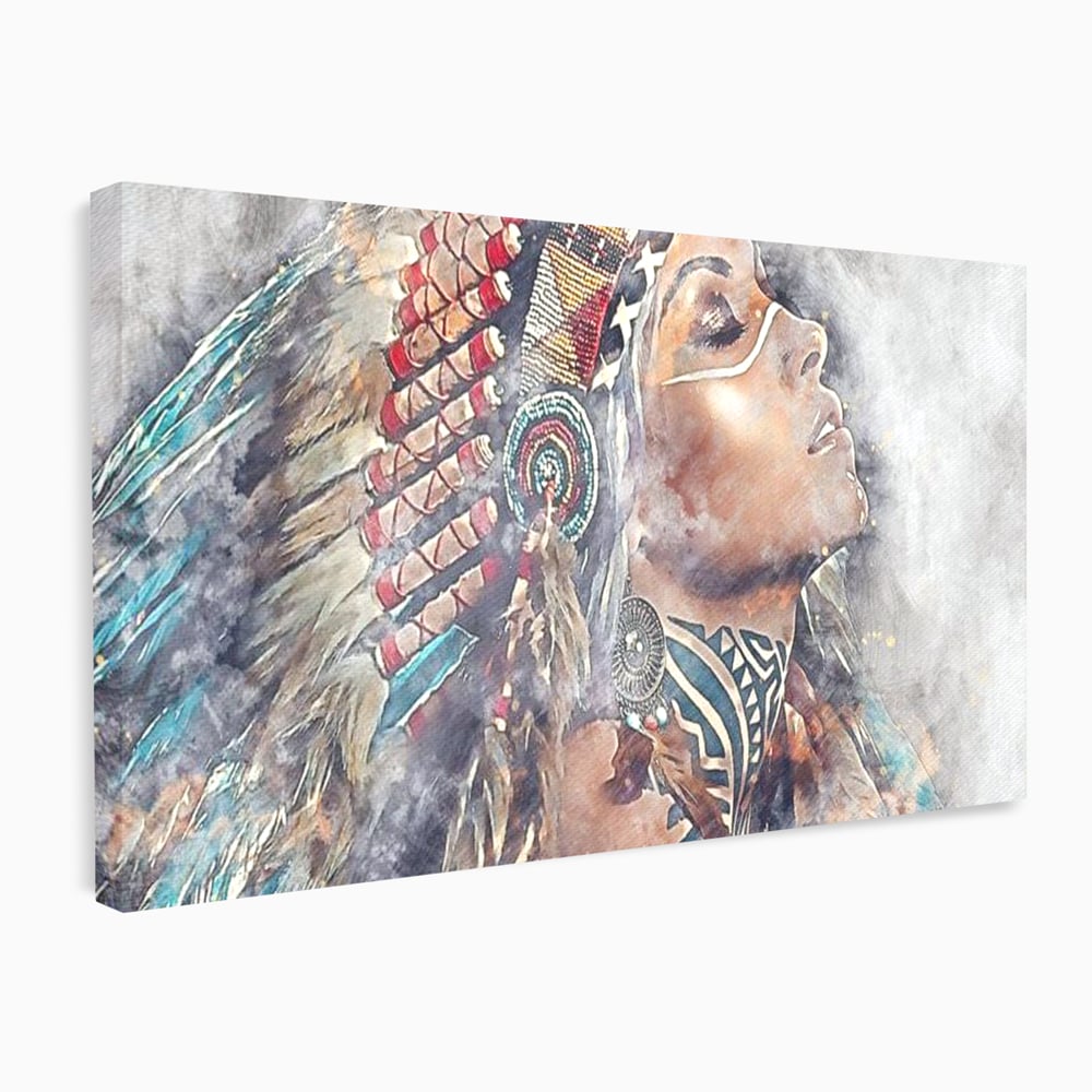 Tablou canvas cu tablou canvas cu femeie indigena, fara rama, pe sasiu de lemn